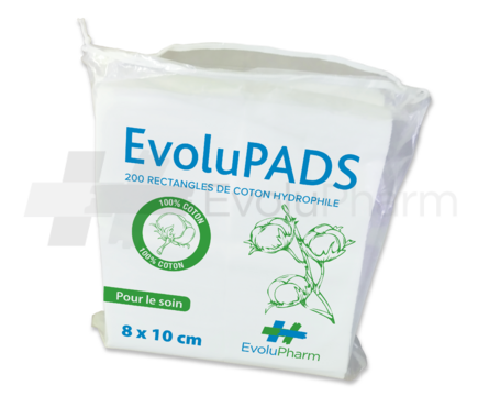 EvoluPADS 200 Rectangles de coton (8 x 10 cm)